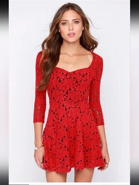 Mink Pink Little Red Roses Jacquard Dress